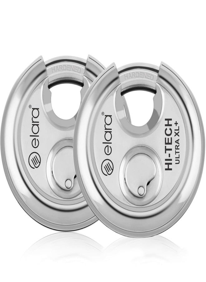 إلارا قفل Elara Shutter Lock HI-TECH Ultra XL+ Disc Lock 4 مفاتيح | قفل دائري للأبواب الرئيسية | قفل لوحة للمستودعات والمتاجر والمكاتب | مقاوم للتآكل | مقاوم للثقب | مطلي بالكروم (درجة 304) (مجموعة 90 مم) - Image 1